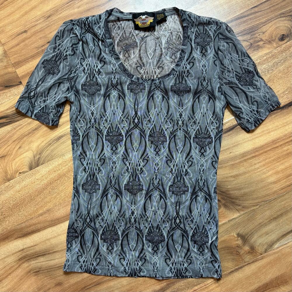 Y2K Vintage Harley Davidson Sheer Women’s Logo Tshirt size medium